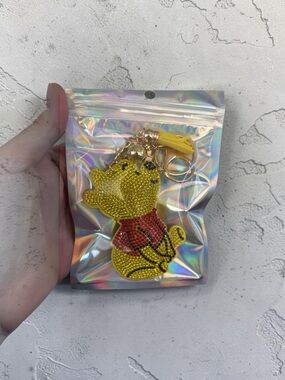 Crystal Beaded Yellow Bear Keychain Bag Charm